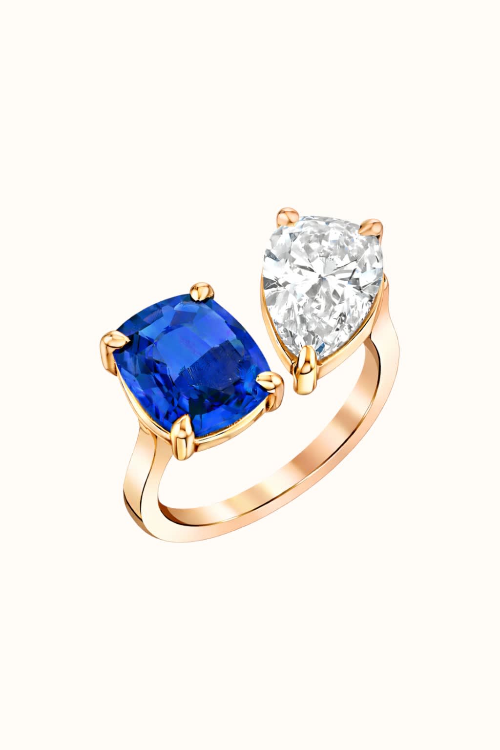 Toi et Moi Ring With Lab Grown Sapphire And Diamond