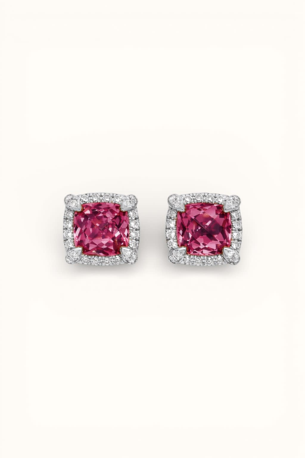 Rhodolite Garnet Diamond Halo Earrings