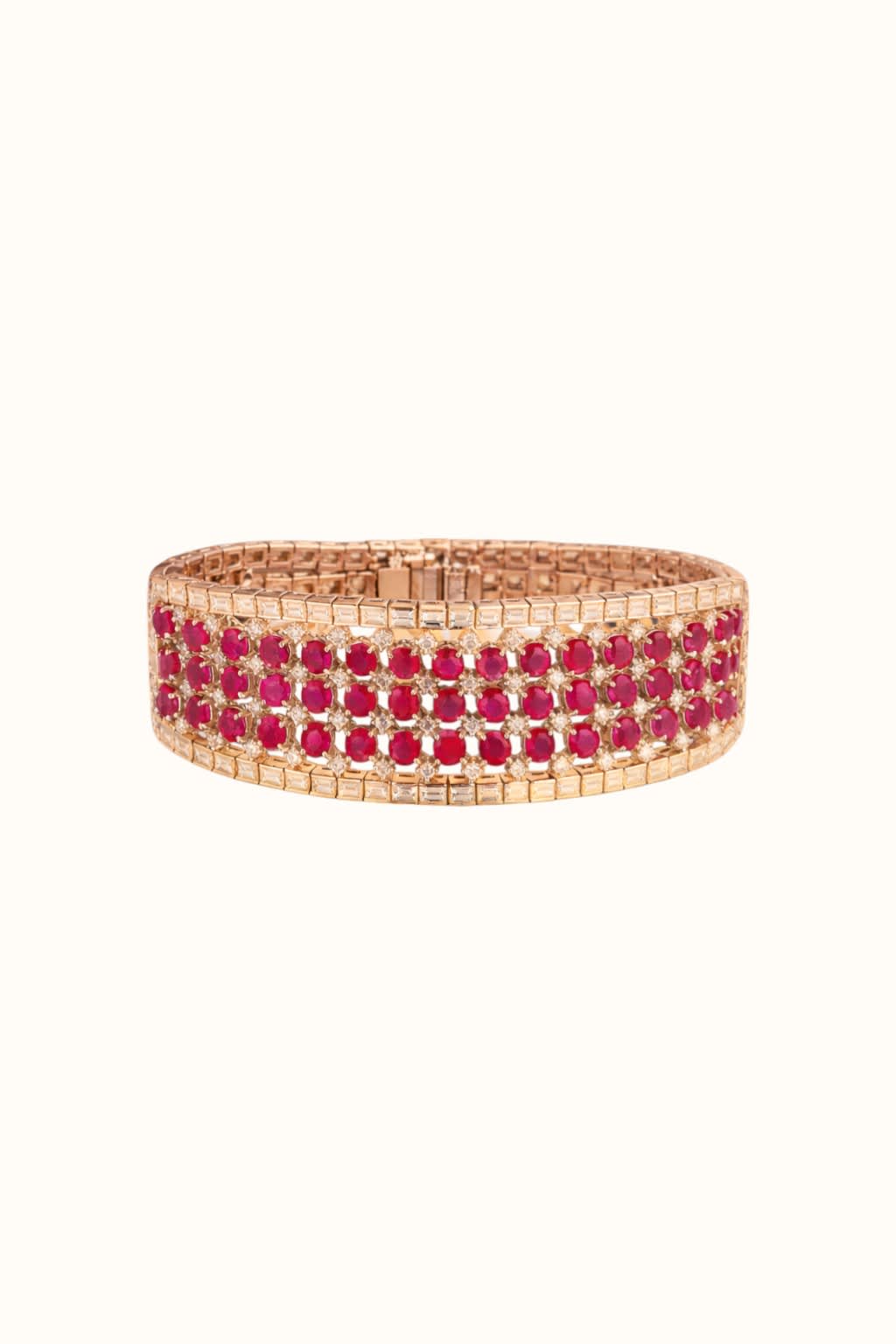 Statement Ruby and Diamond Bracelet, 14k Gold