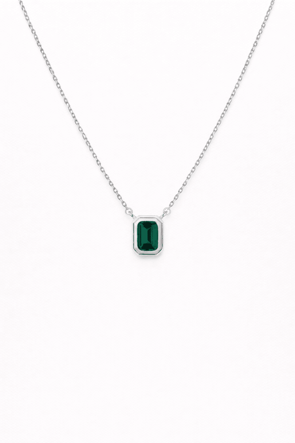 Emerald Cut Lab Grown Emerald Pendant