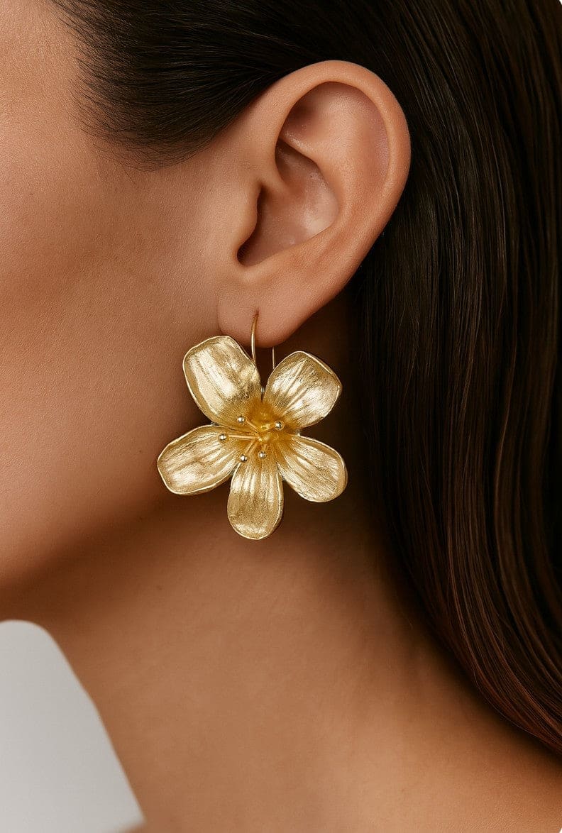 14ct Gold Flower Earrings Handcrafted
