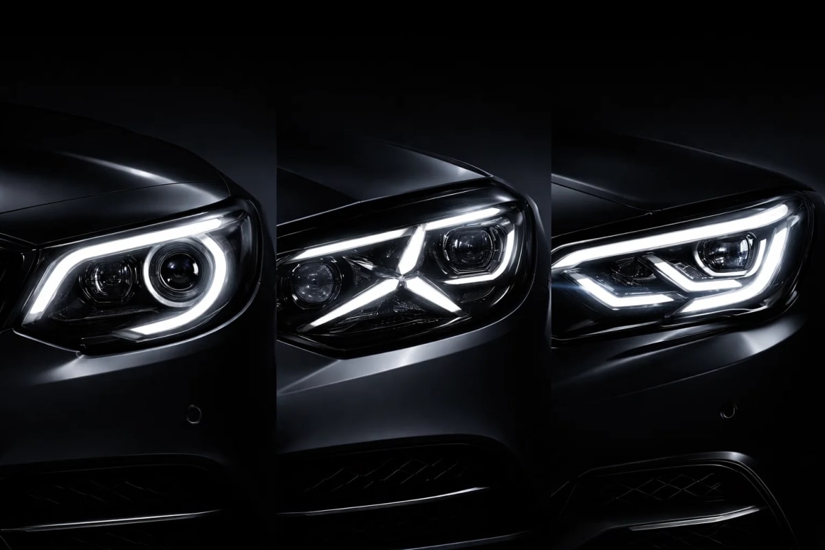 German luxury car headlights - BMW, Mercedes, Audi, Porsche LED recognition guide