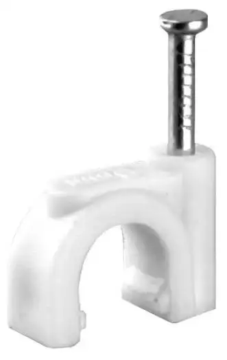 Скоба пластиковая D 9мм Белая Круглая 50шт-уп Volsten