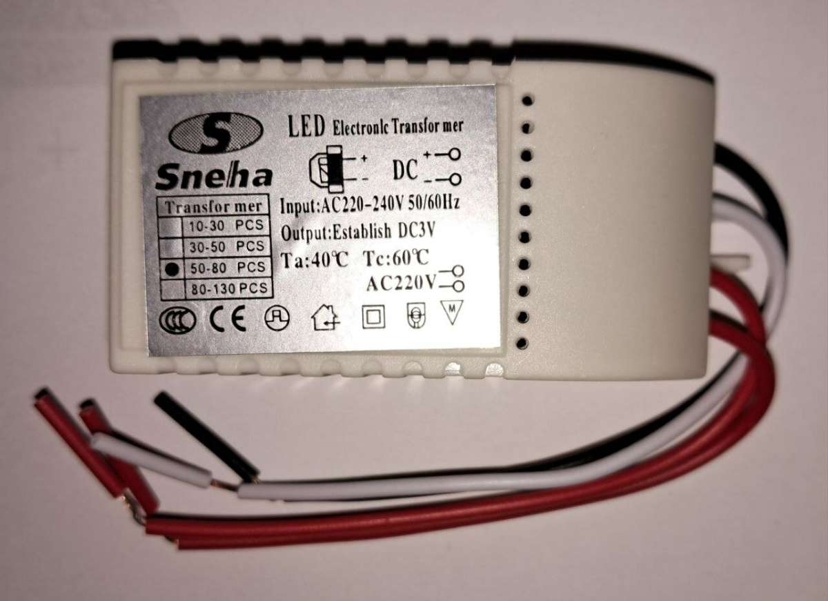 Контроллер-трансформатор для люстр, светодиодов 2-5V (50-80 штук) 220Вольт