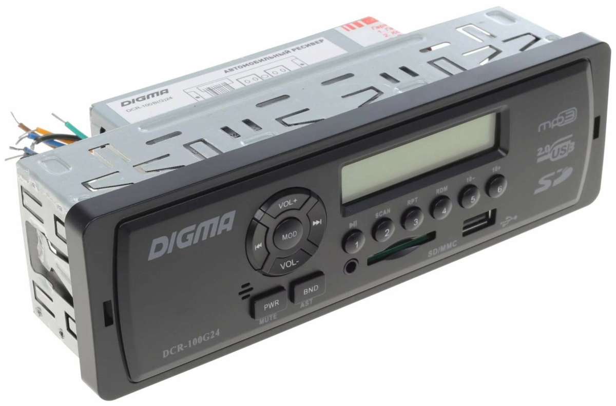 Автомагнитола Digma DCR-100B24 1DIN 4x45Вт