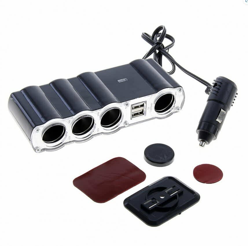 Разветвитель авто в штекер прикур Olesson WF-4008 (4 гнезда, 2USB)