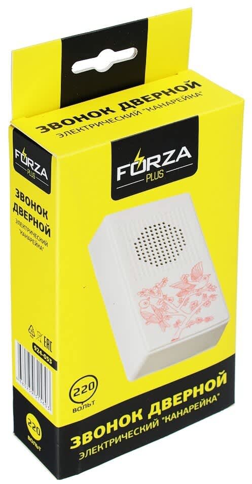 Звонок дверной FORZA "Канарейка", электронный, проводной, радиус 30м, белый 220В