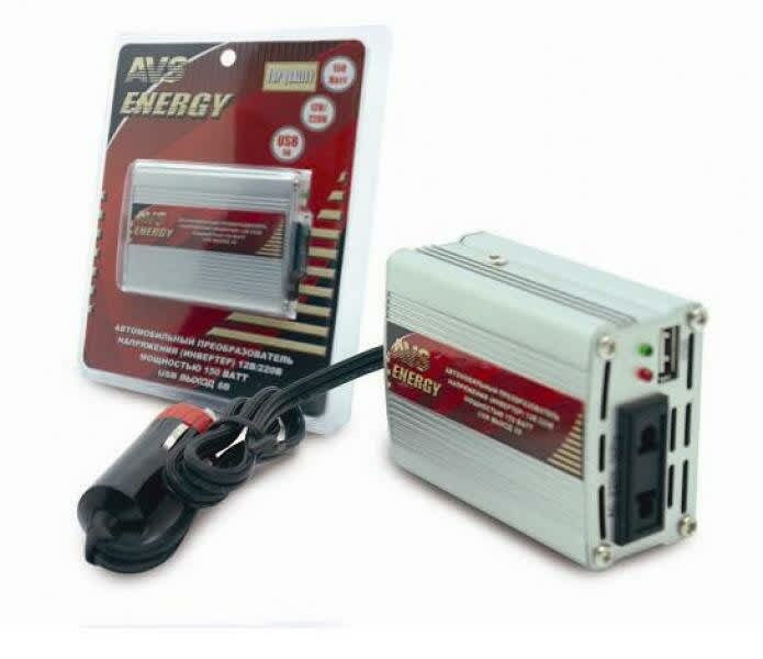 Преобразователь напряжения автомобильный 12/220V (сетевой адаптер, инвертор) AVS IN-150W