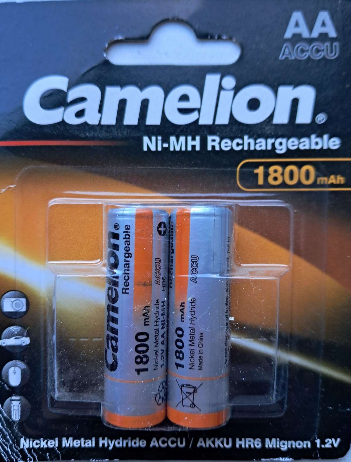 Аккумуляторы Ni-Mh 1800 мА ч 1.2 В Camelion AA пальчиковые, цена за блистер 2 батарейки