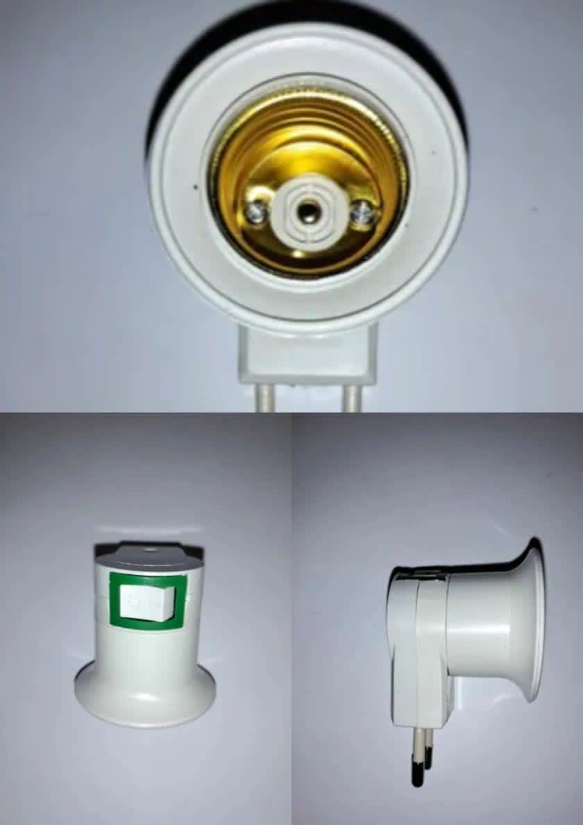 3 шт (набор) Патрон Е27 с вилкой 220 Вольт и с выключателем, белый, для лампочек