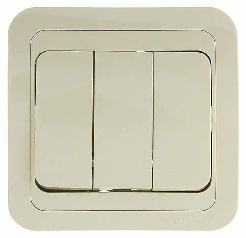 Выключатель Makel Mimoza трехклавишный врезной(для внутренней проводки) кремовый с кремовой вставкой 32091