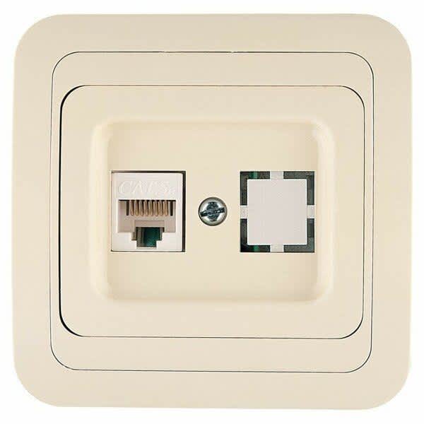 Розетка компьютерная Makel Mimoza встраиваемая кремовая RJ45 (25035)