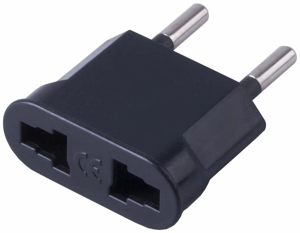 Сетевой переходник плоский 250V, 16A, Европа-Азия, насадка на вилку, черный
