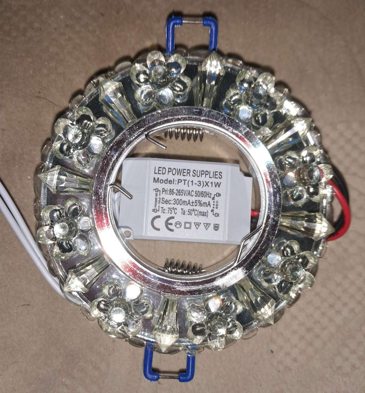 Встраиваемый светильник A612 MR16 прозрачный с декоративным стеклом и LED-подсветкой Кристалл