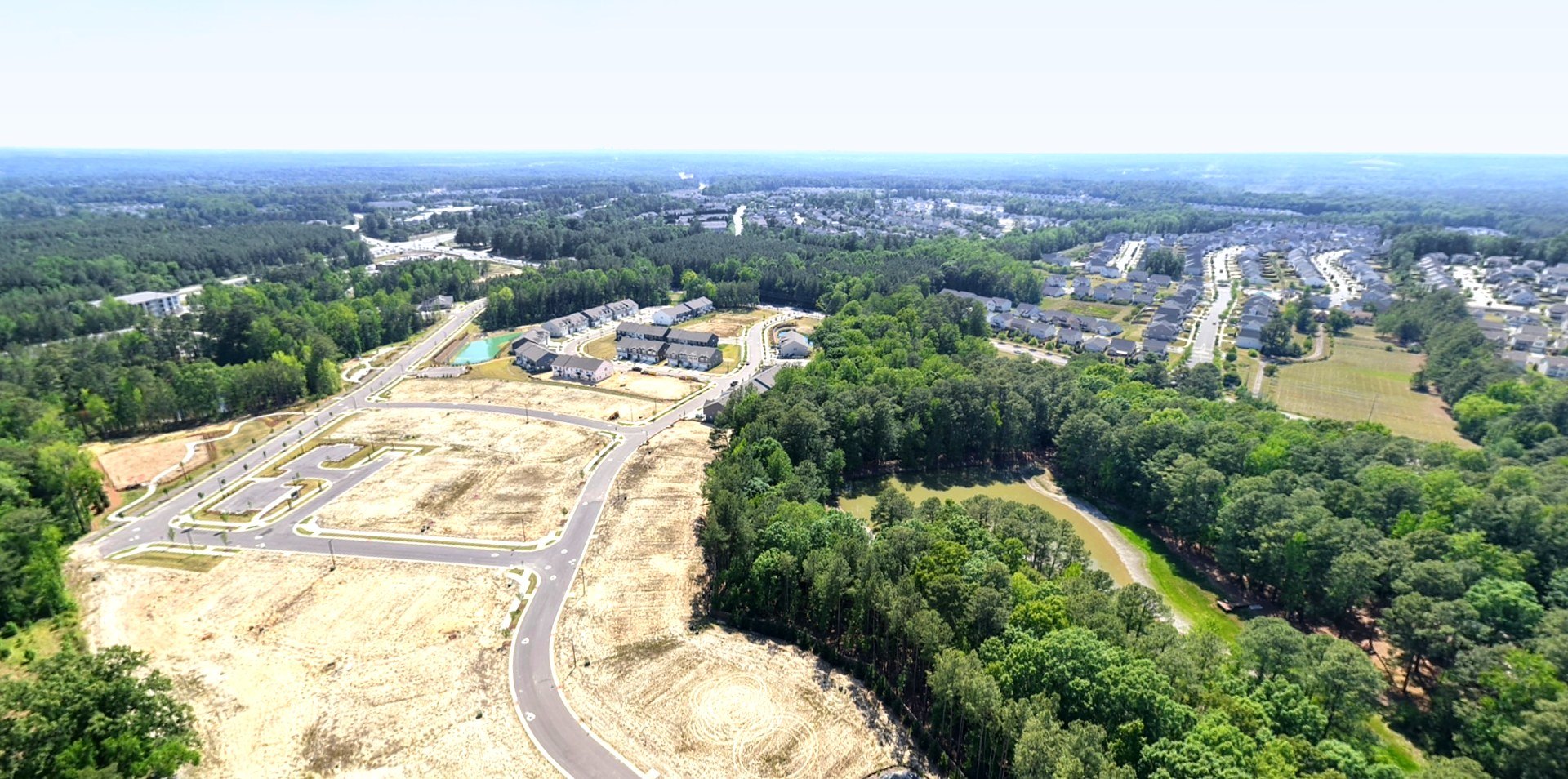 Aerial view of a residential development under construction