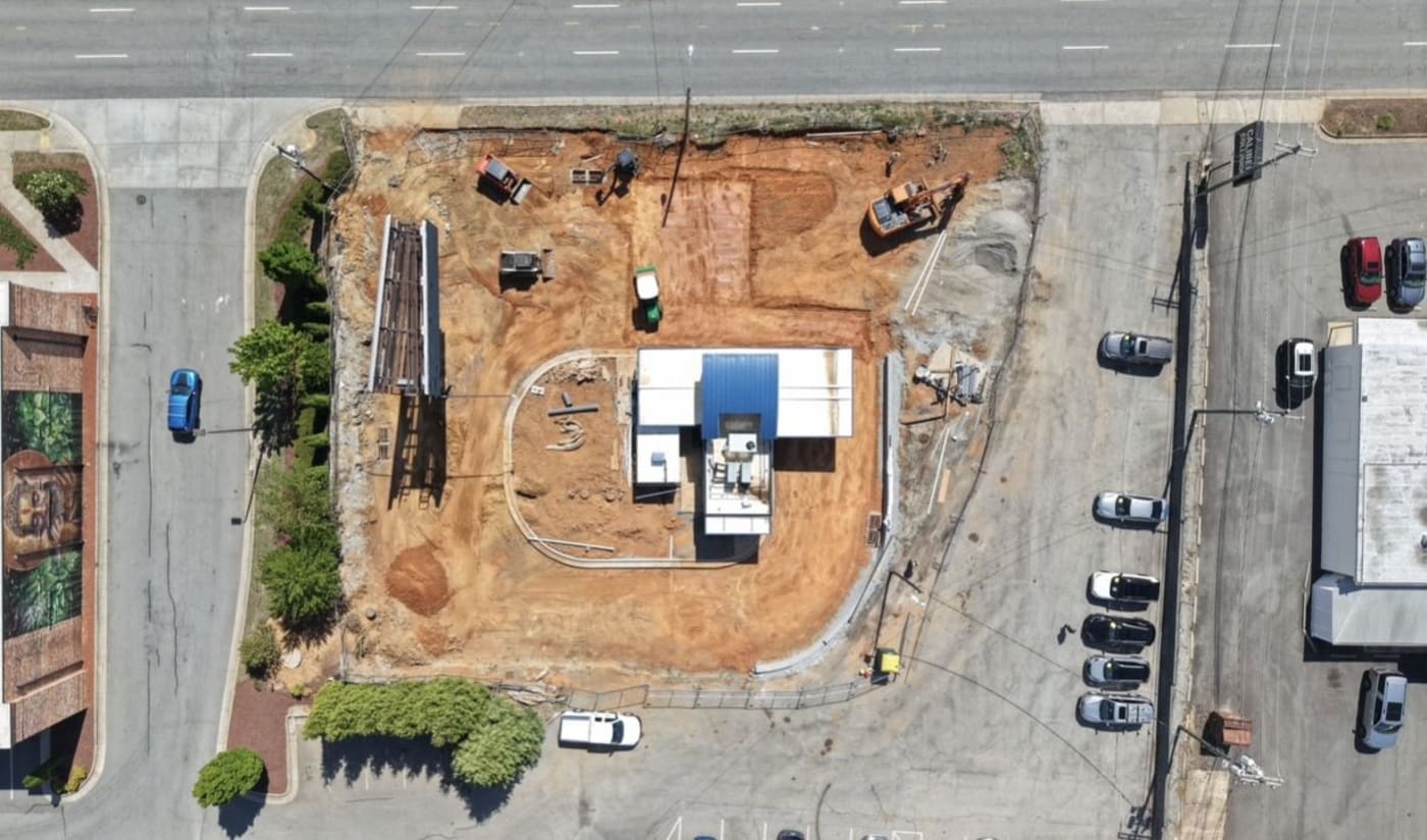 Top-down construction aerial