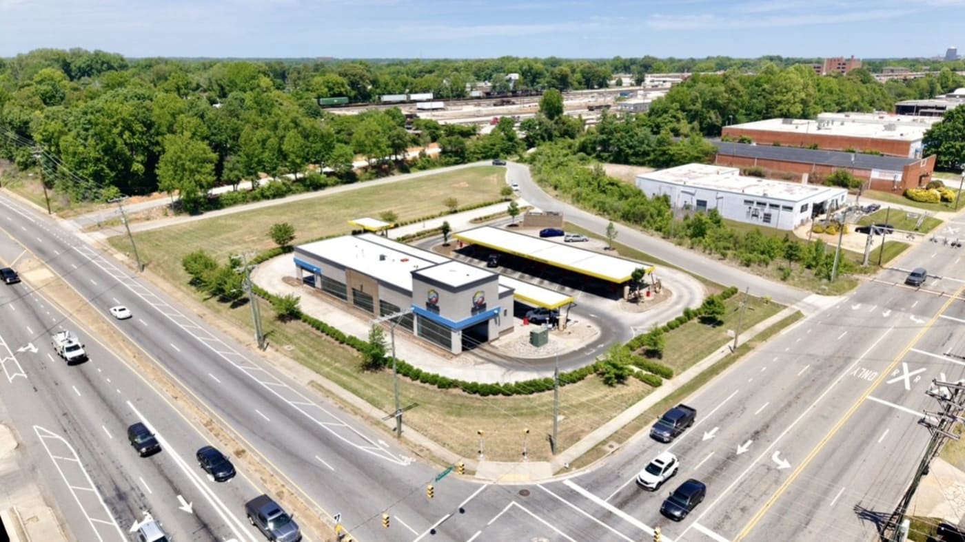High aerial view of Zips Car Wash