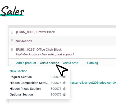 Odoo 20 — Interface devis avec variantes
