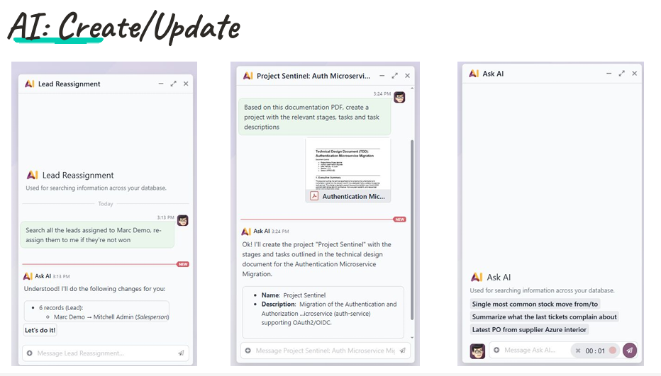 Odoo 20 — Assistant IA create & update