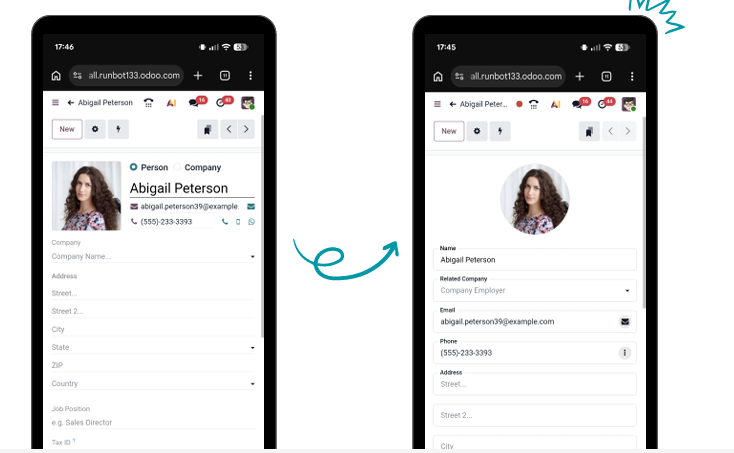 Odoo 20 — Nouvelle interface mobile