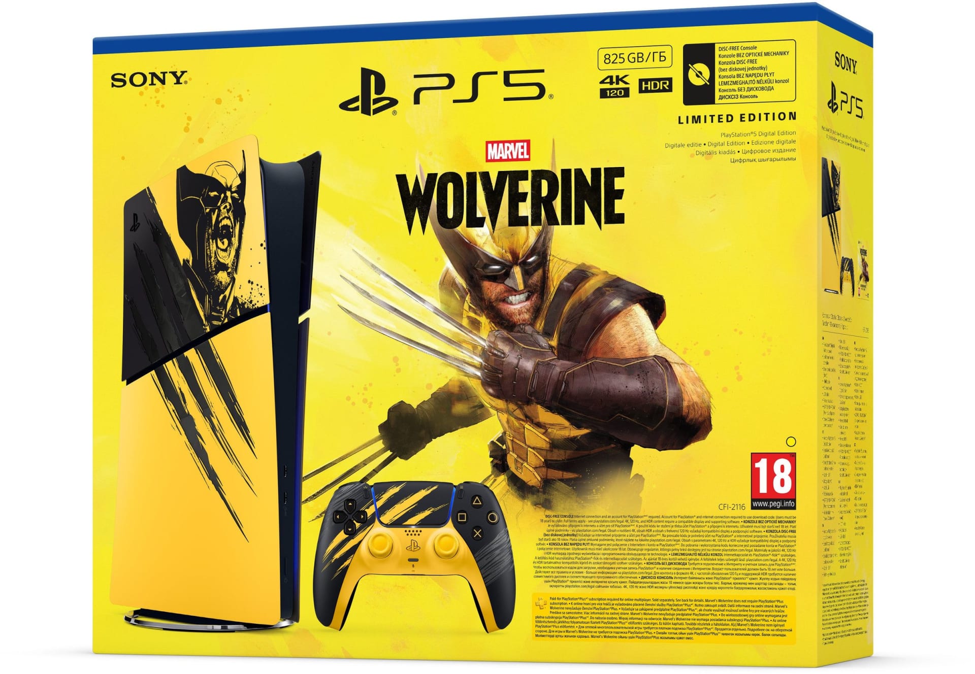Consolă PlayStation 5 (Slim) - Digital Edition - Marvel’s Wolverine Battle Yellow Limited Edition Bundle