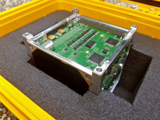 Image of nanosatellite secure transfer box with CubeSat inside.