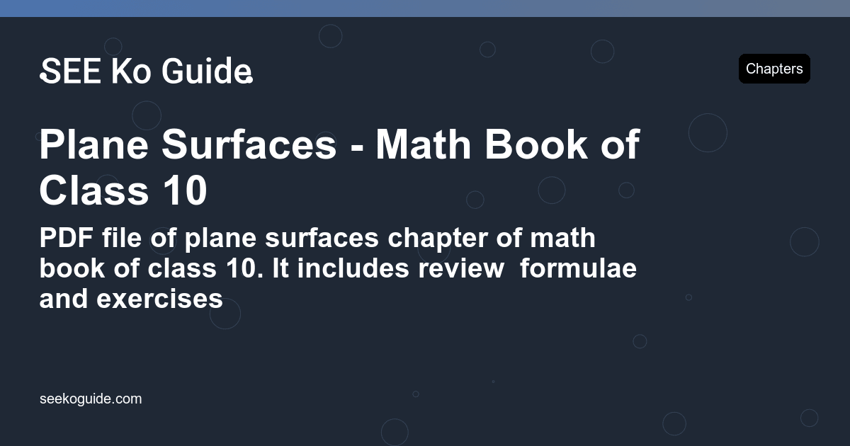 Surfaces Math Book Plane Surfaces - Math Book of Class 10