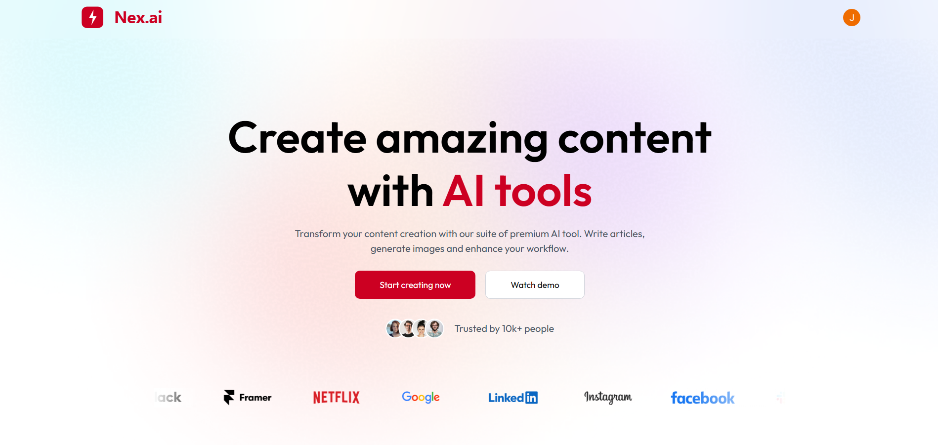 Nex.ai Landing Page