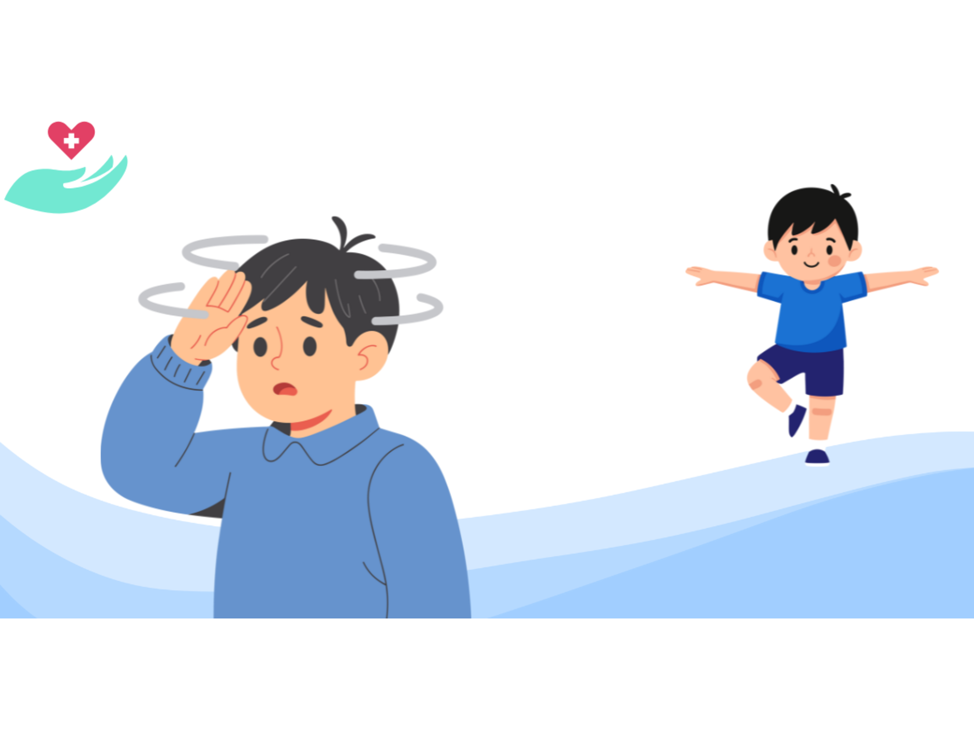 Person holding head feeling dizzy and vertigo