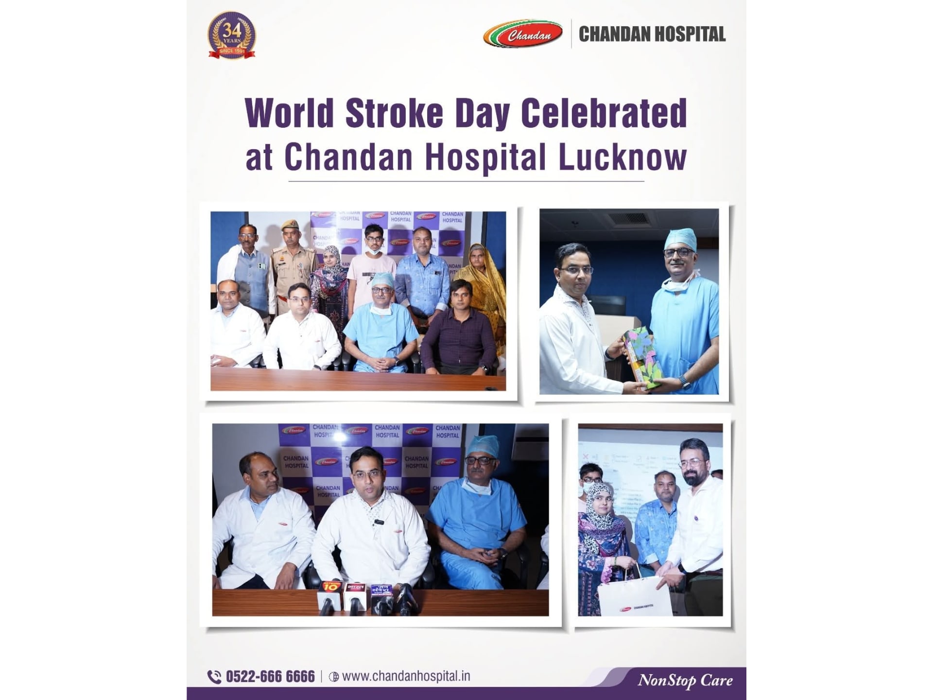 Dr. Ritwiz Bihari in a press conference and group photo during World Stroke Day event