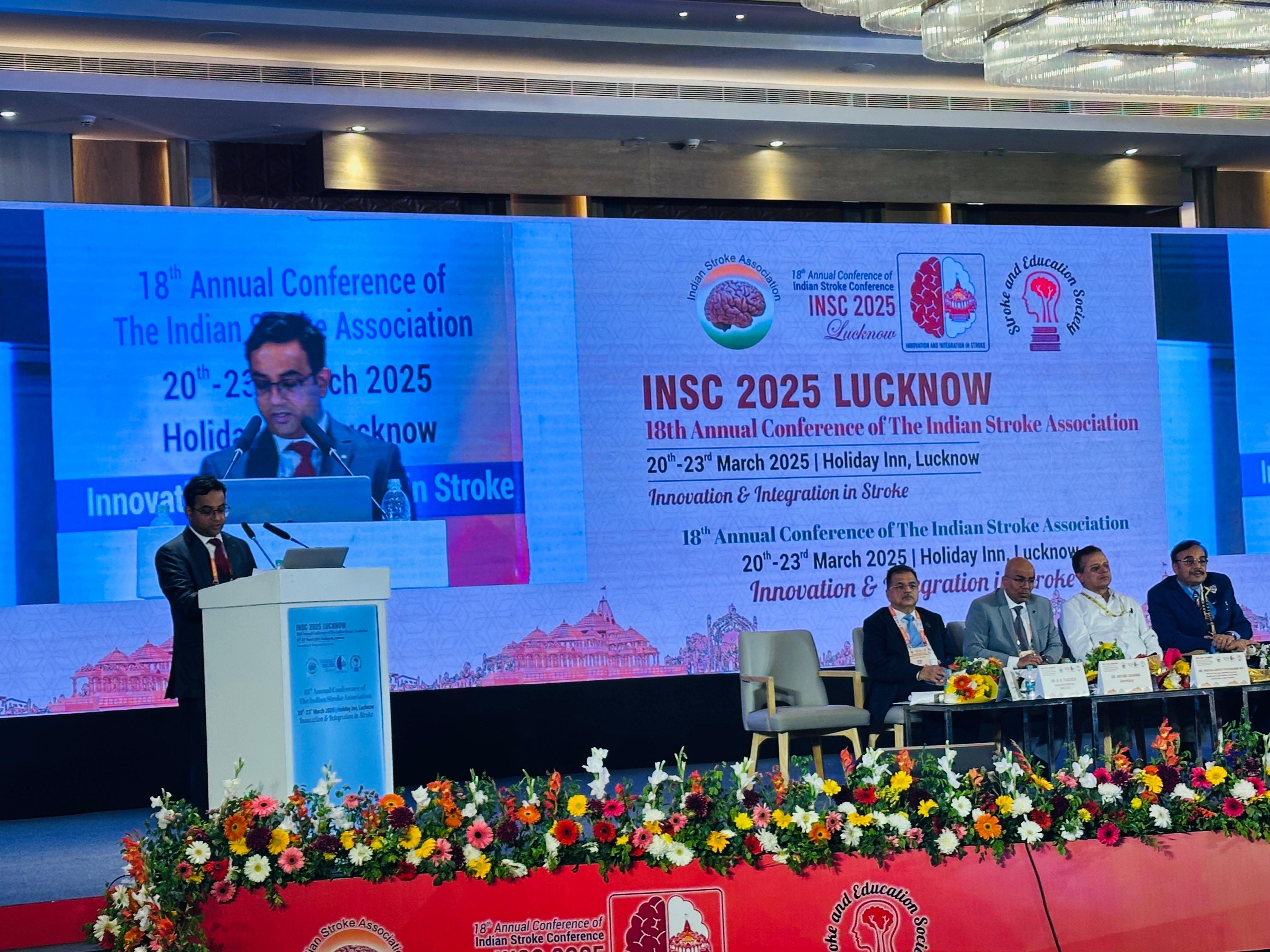 Promotional banner for Indian National Stroke Conference 2025 in Lucknow