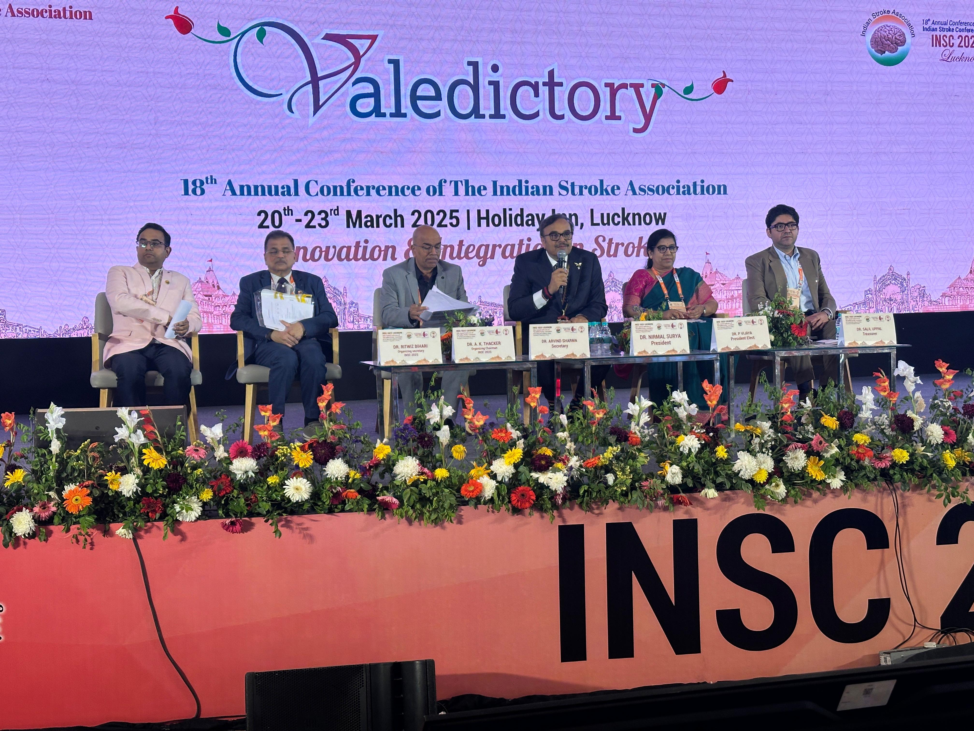 Promotional banner for Indian National Stroke Conference 2025 in Lucknow
