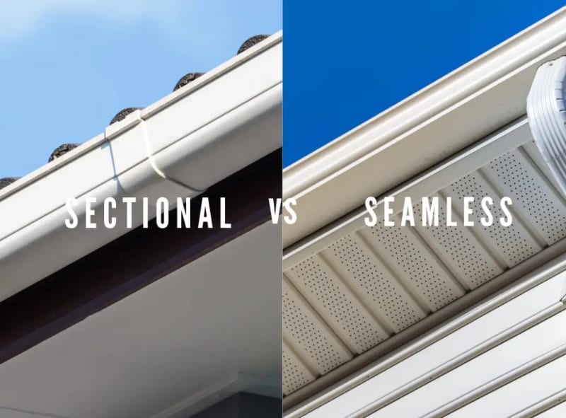 Before and after seamless gutter installation in North Alabama