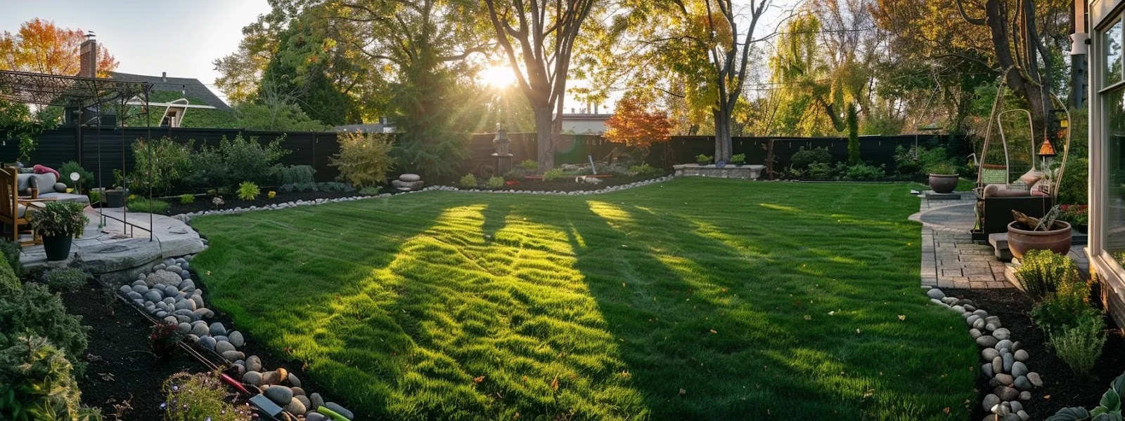 a meticulously organized urban backyard showcases a professional landscape contractor using precise leveling tools on a perfectly flat soil surface, highlighting the critical steps for optimal sod installation and ensuring a healthy lawn.