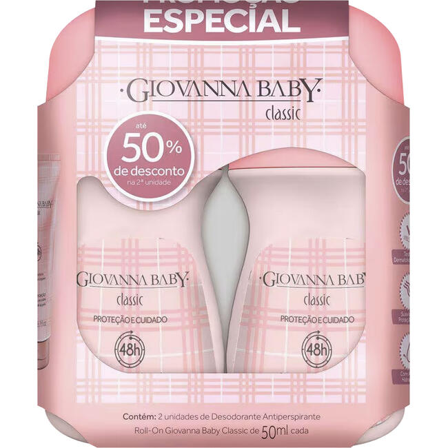 Desodorante Roll-On Giovanna Baby Rosa Pack com 2x50ml