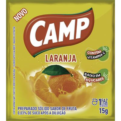 Refresco em Pó Camp Laranja Envelope com 15g