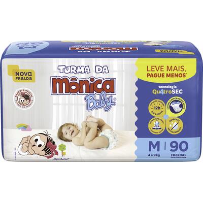 Fralda Descartável Turma da Mônica Giga M Pacote com 90 unidades