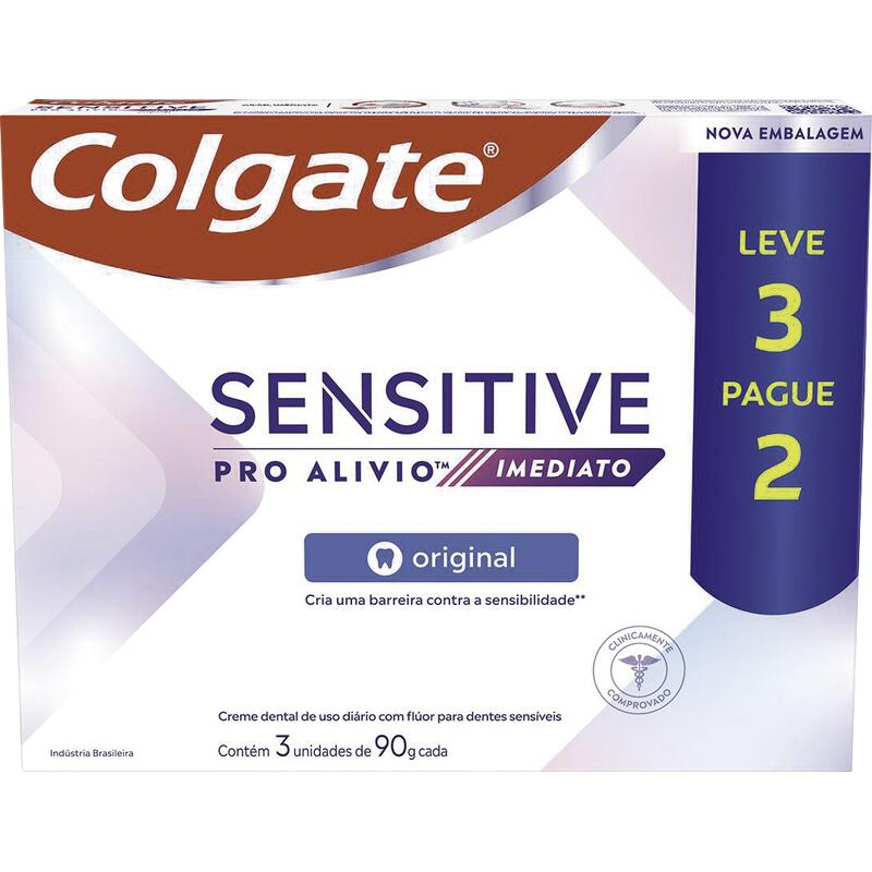 Creme Dental Colgate Sensitive Pro Alívio Original Pack com 3x90g