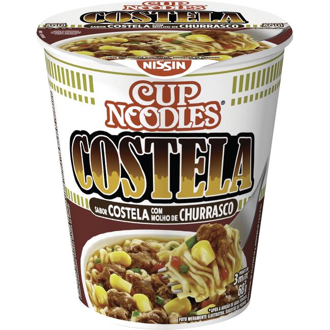 Macarrão Instantâneo Nissin Cup Noodles Costela com molho de churrasco Copo com 68g