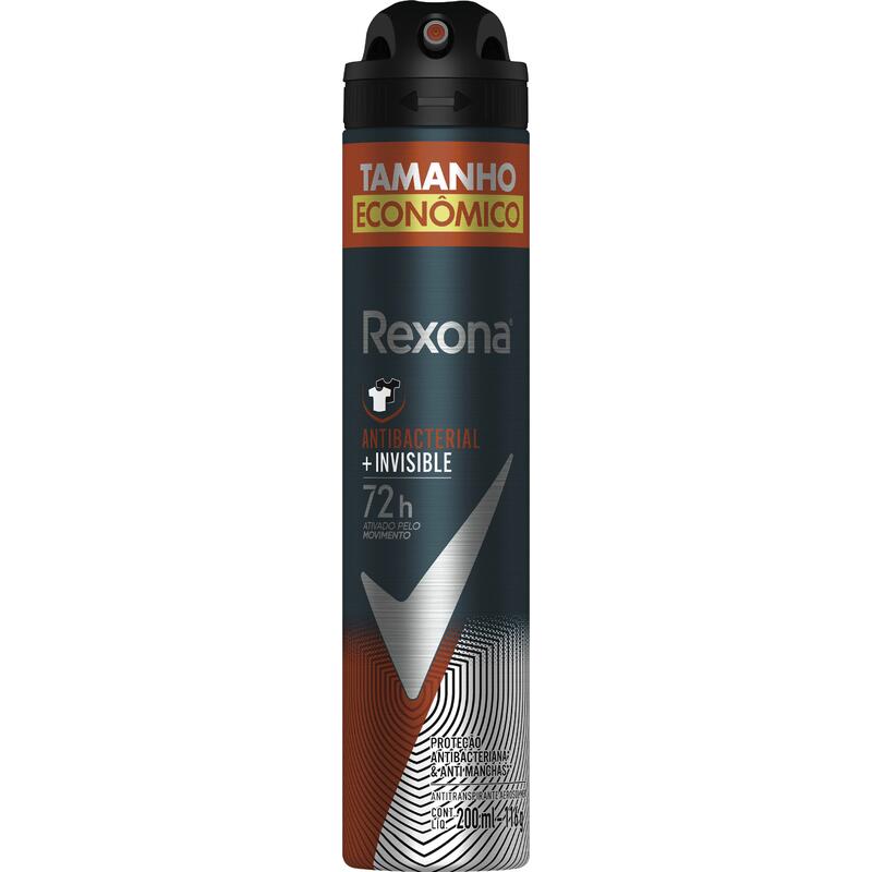 Desodorante Aerossol Rexona Men Antibacterial invisible Frasco com 200ml