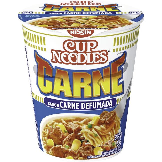 Macarrão Instantâneo Nissin Cup Noodles Carne defumada Copo com 69g