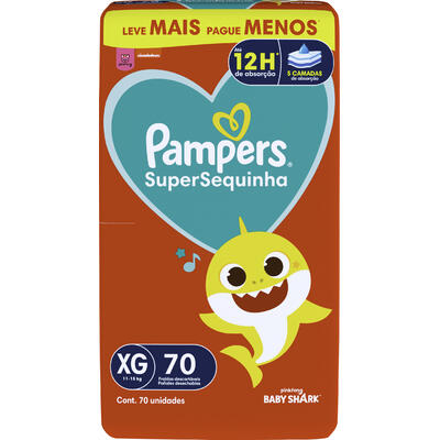 Fralda Descartável Pampers Supersequinha Jumbo XG Pacote com 70 unidades