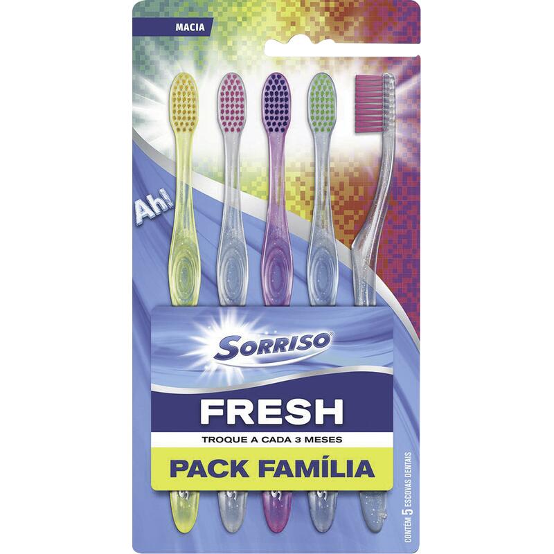 Escova Dental Sorriso Fresh Pack com 5 unidades