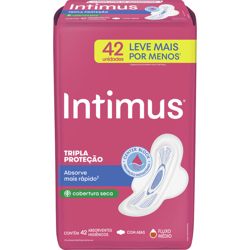 Absorvente em Gel Intimus Seca com abas Pacote com 42 unidades