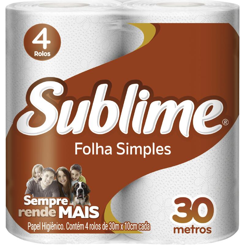 Papel Higiênico Sublime Folha Simples - 30m Pacote com 4 rolos