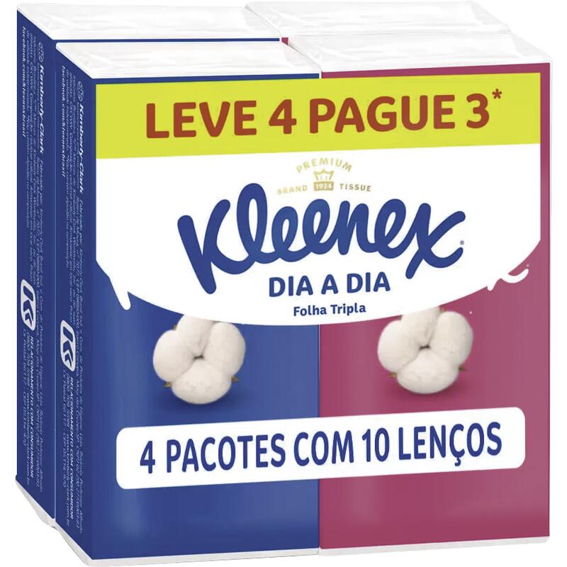 Lenço de Papel Kleenex Bolso Pacote com 4 unidades