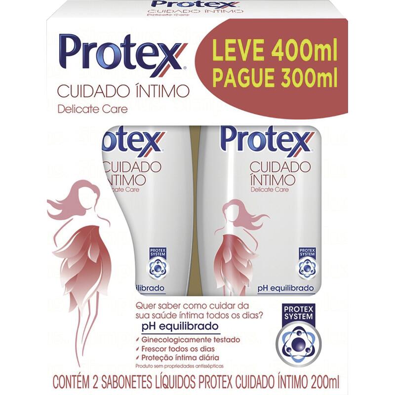 Sabonete Íntimo Líquido Protex Delicate Care Kit com 2x200ml