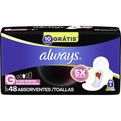 Absorvente Noturno Always Suave com Abas Pacote com 48 unidades