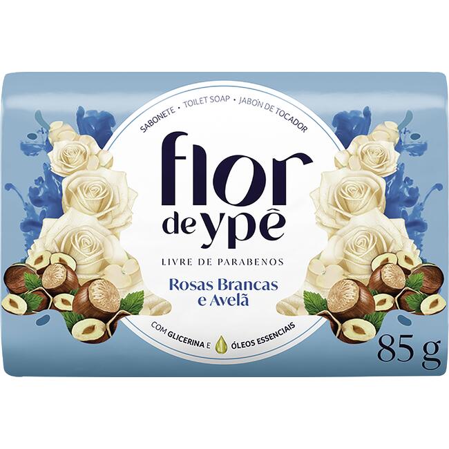 Sabonete Flor de Ypê Rosas brancas e avelã Unidade com 85g