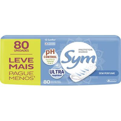 Protetor Diário Sym Sem Perfume Pacote com 80 unidades